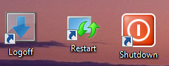 Logoff, Restart, and Shutdown Icons on the Desktop
