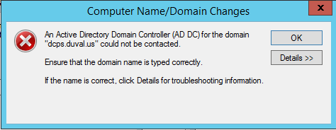 Active Directory Domain Controller Not Found