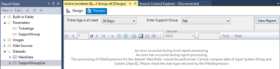 SSRS System.Object[] Parameter Error when Allowing Multiple Values