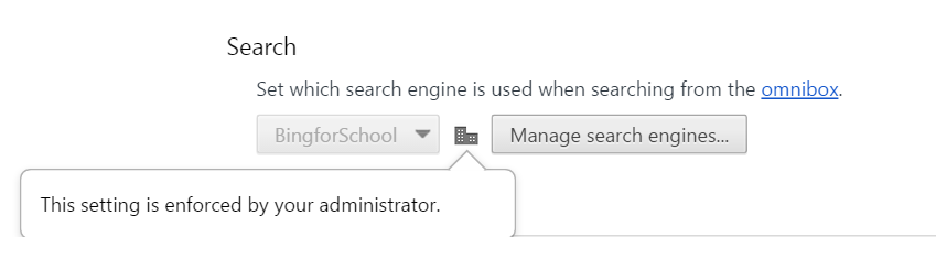 Administrator Override Chrome Default Search Engine