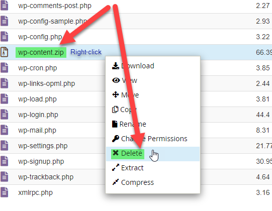 Delete Wp-content.zip